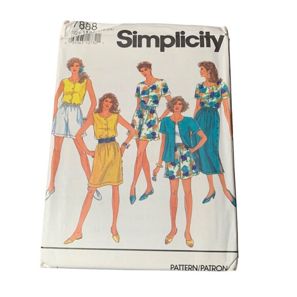 Simplicity 7888 Vintage 80s Shirt Skirt Short Pattern Size 18-24 uncut - Picture 1 of 2
